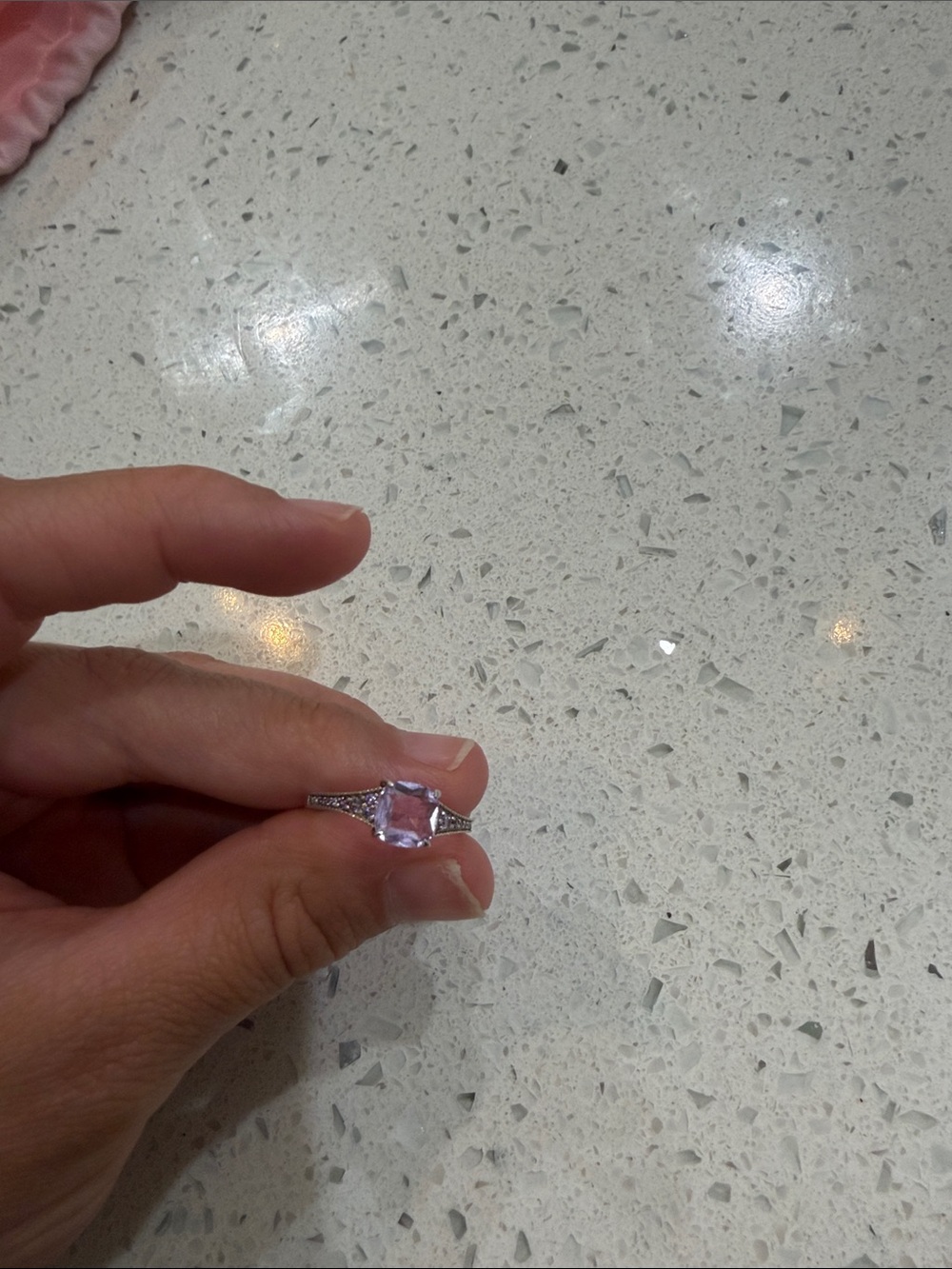 Sterling Silver lilac Gemstone Ring with Accent Stones